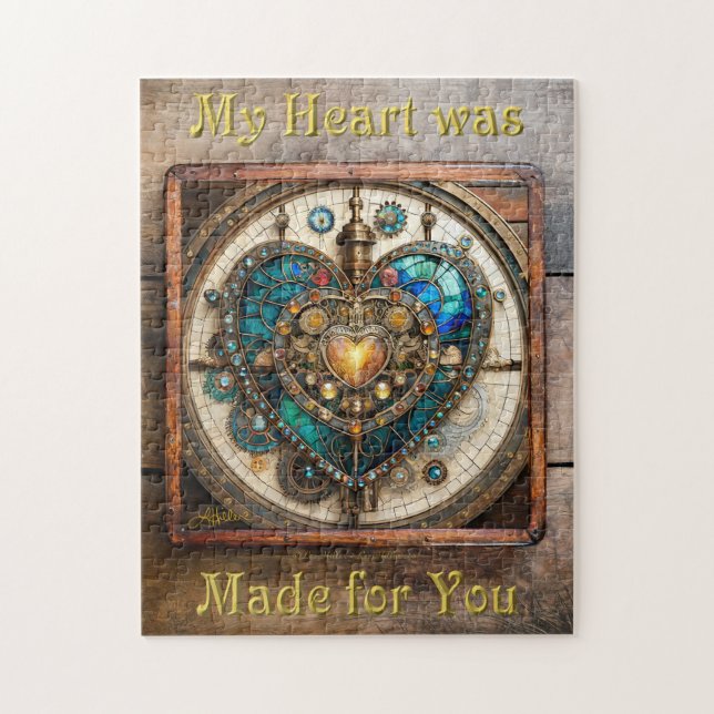 Återfärgad Glas Heart Steampunk-serien Pussel (Vertikal)