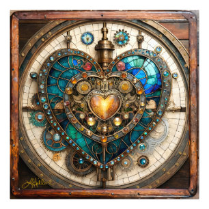 Återfärgat Glas hjärta Steampunk Serie Fototryck