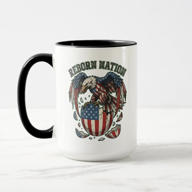 Återfödd nation Amerikansk örn US Flagga Patriotis Mugg (Vänster)