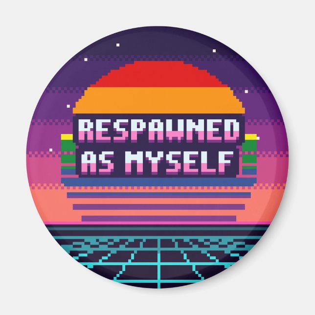 Återfödd som mig själv Pride Pixel Magnet (Framsidan)
