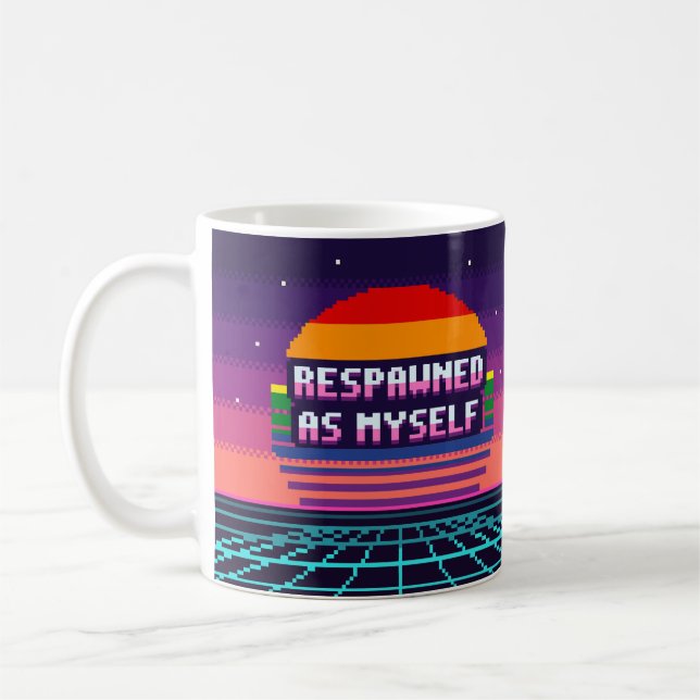 Återfödd som mig själv Pride Pixel-mugg Kaffemugg (Vänster)