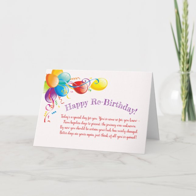 Återfödelsedag för cancerpatienter tack kort (Framsida)