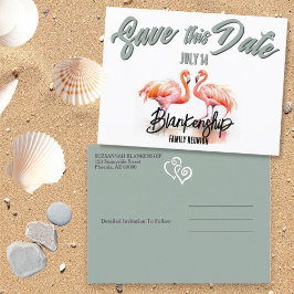 Återförening av den tropiska familjen Flamingos Sp Meddelande Vykort