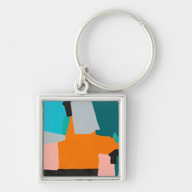 Återförening Fyrkantig Silverfärgad Nyckelring (Framsidan)