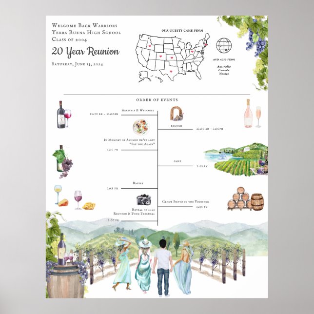 Återföreningens Itinerary Schema Välkommen Poster (Framsidan)
