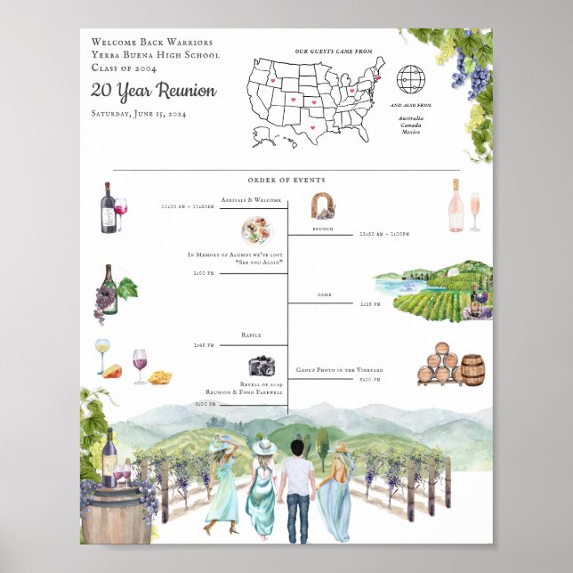 Återföreningens Itinerary Schema Välkommen Poster (Framsidan)