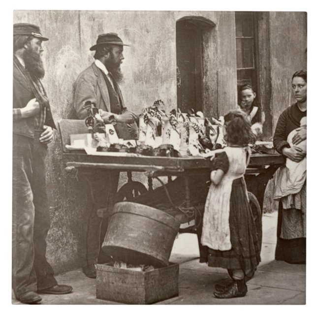 Återförsäljare i utsmyckade Ware, 1876-77 Kakelplatta (Framsidan)