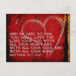 Återge all Matthew 22:37, skriptfotografik Vykort