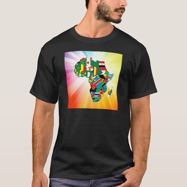 Återhållsam flaggakarta 2 för afrika t-shirt (Framsida)