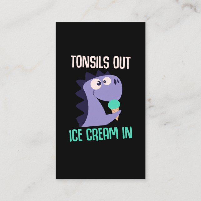 Återhämtning av Ice Cream Dinosaur Tonsils kommer  Visitkort (Framsida)