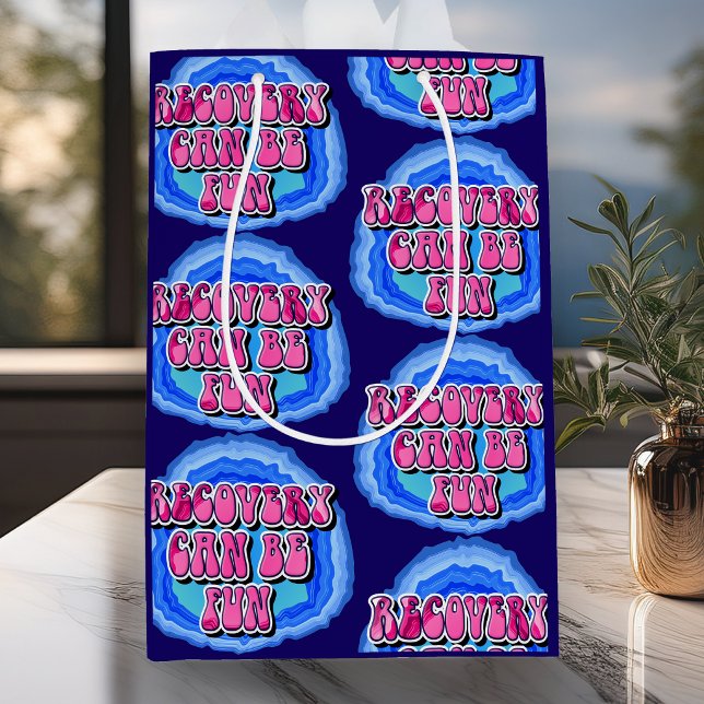 ÅterhämtningsFUN Geode 12 stegs AA återhämtningssl (Celebrate recovery with this “Sobriety Can Be Fun” geode‑style AA slogan motivational gift bag. )