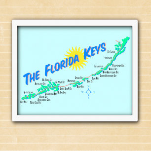 Återillustration av Florida Nycklar Karta Poster