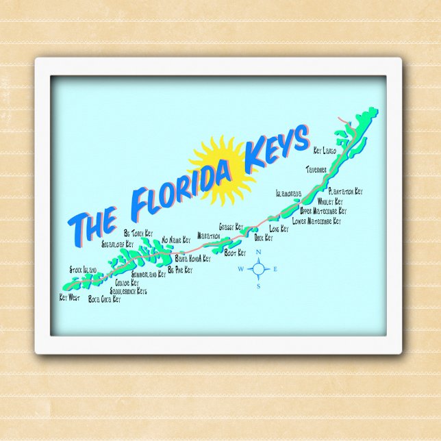 Återillustration av Florida Nycklar Karta Poster (Skapare uppladdad)
