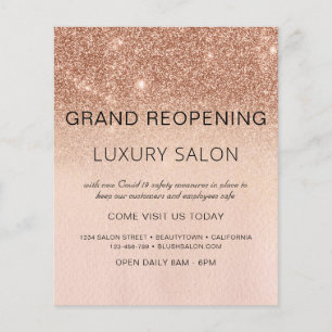 Återinvigning Rosa Guld Lyx Glitter Salon Flygblad