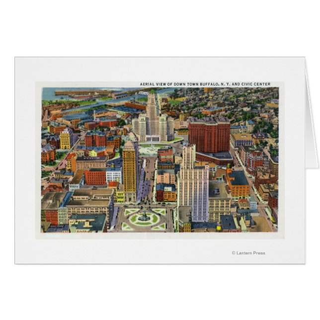 Aterivy över centrala delen av staden och medborga hälsningskort (Framsidan Horizontal)