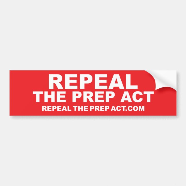 Återkalla PREP Act-bumpersticker Bildekal (Framsidan)