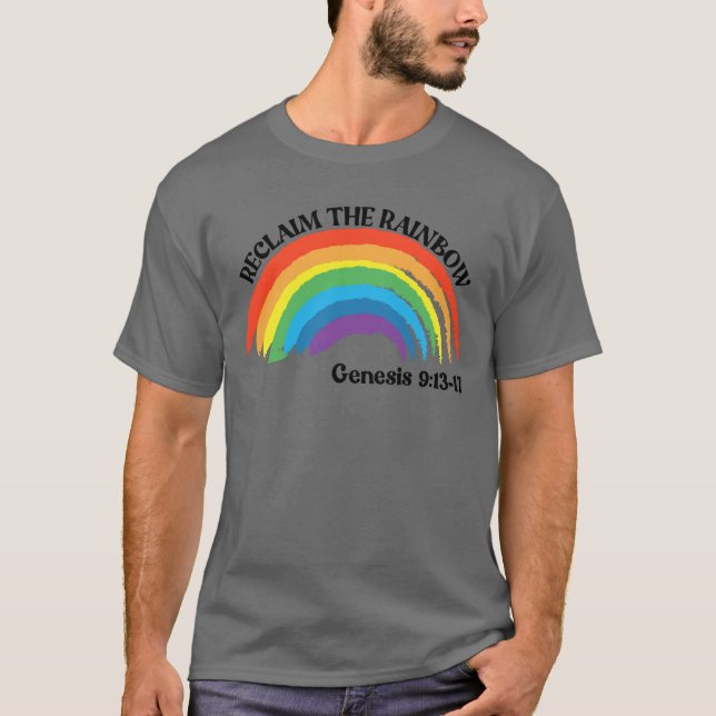 Återkalla regnbågsgenes 9:13-17 regnbåge t shirt (Framsida)