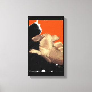 Återkallande av äldre Chihuahua Tankning av middag Canvastryck