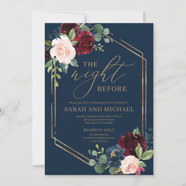 Återkallande av marinburg  rosa blommigt bröllop inbjudningar (Framsida)