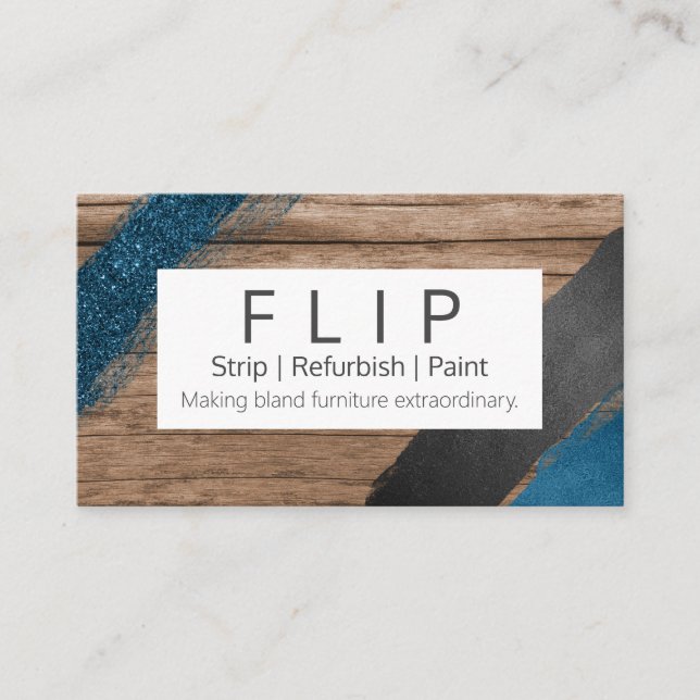 Återkallande av möbler av trä och färg visitkort (Framsida)