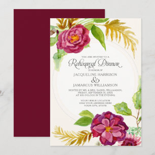 Återkallande middag BOHO Burgundy Blommigt Fall Ro Inbjudningar