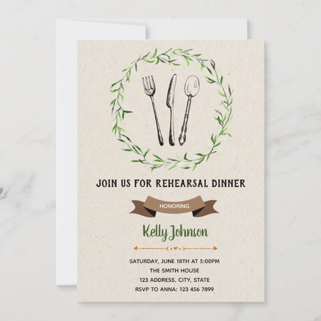 Återkallande middagsinbjudan inbjudningar (Framsida)