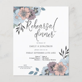 Återkallelse av budgetblått Blommigt - middagsinbj