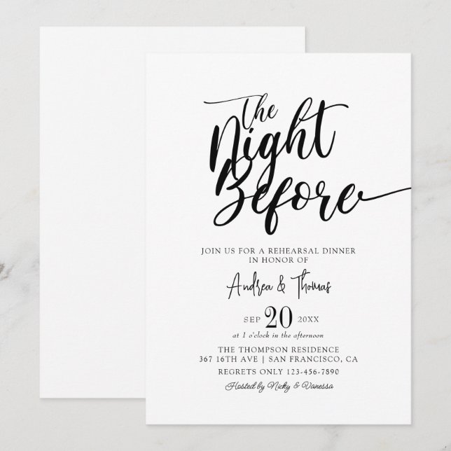 Återkallningsmiddag för klassiskt Elegant Inbjudningar (Fram/baksida)