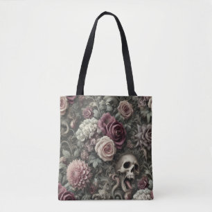 Återkommande i Ro - gotisk Skull & Blommigt Tygkasse