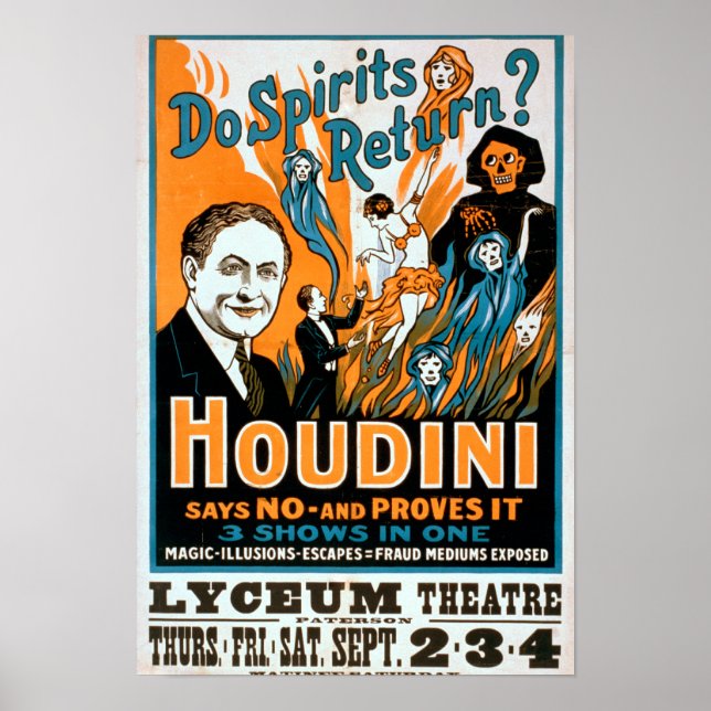 Återkommer Spirits? Houdini säger NEJ - Bevisar de Poster (Framsidan)