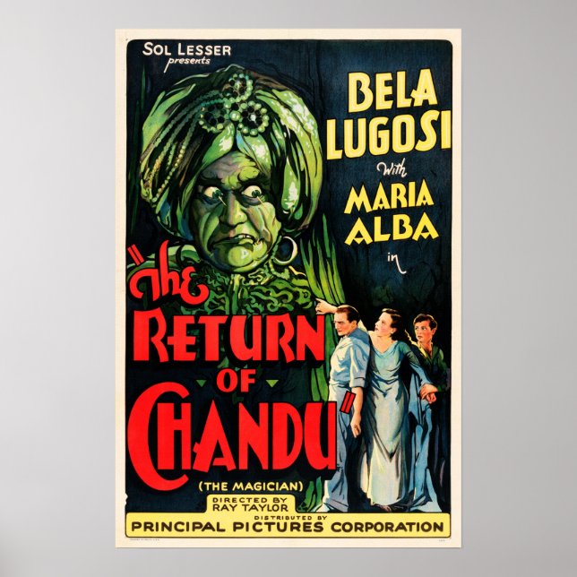 Återkomsten av Chandu 1934 Horror Thriller Old Fil Poster (Framsidan)