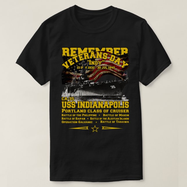 ÅTERMEDLEM USS Indianapolis CLCA35 Cruiser T Shirt (Design framsida)