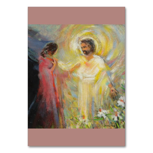 Återresa med Mary Magdalene Prayer Card Bordsnummer (Framsidan)