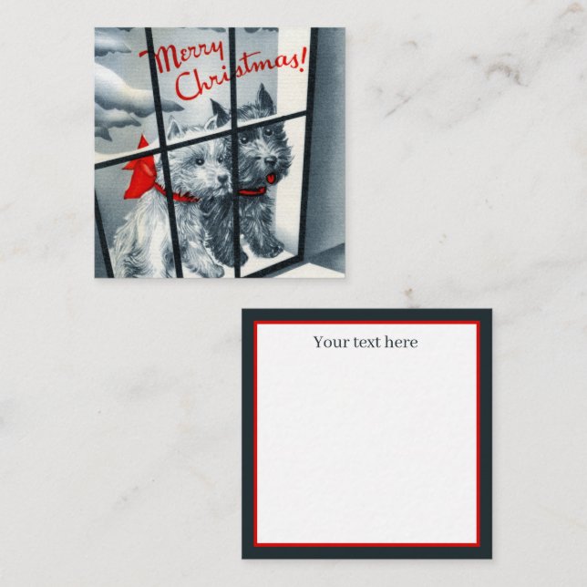 återskapa årgången Juli hundar lägg till text Anteckningskort (Fram/baksida)