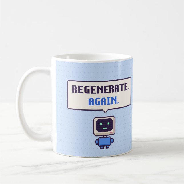 Återskapa. Igen. Rolig AI Pixel-mugg Kaffemugg (Vänster)