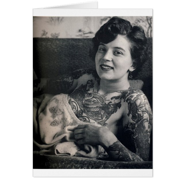 Återskapa Tattooed Dam Hälsningskort (Framsidan)