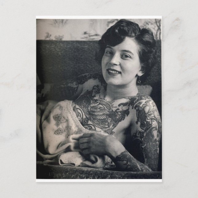 Återskapa Tattooed Dam Vykort (Framsida)