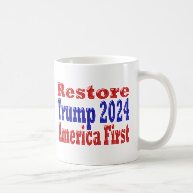 Återställ America First Trump 2024, halv Kaffemugg (Höger)