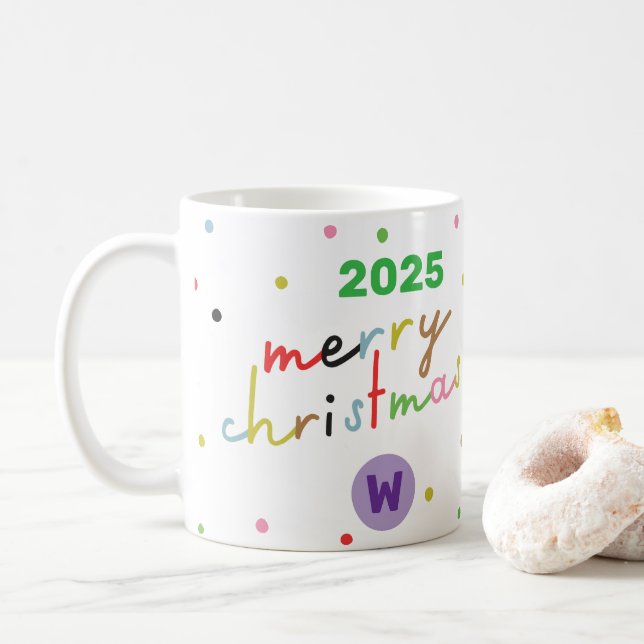 återställ ANPASSNINGSBARNAS textpolka GOD JUL Kaffemugg (Med munk)