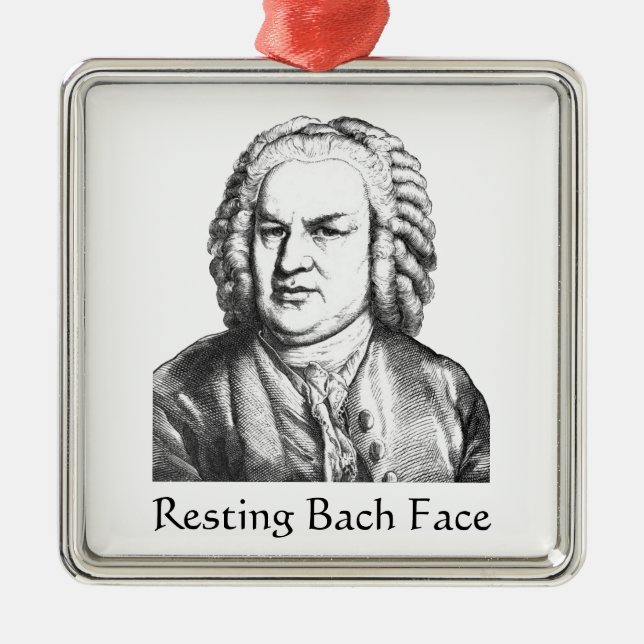 Återställ Bach Ansikte Classical Music Composer Julgransprydnad Metall (Framsidan)