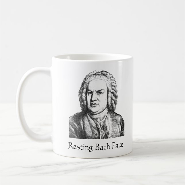 Återställ Bach Ansikte Classical Music Composer Kaffemugg (Vänster)