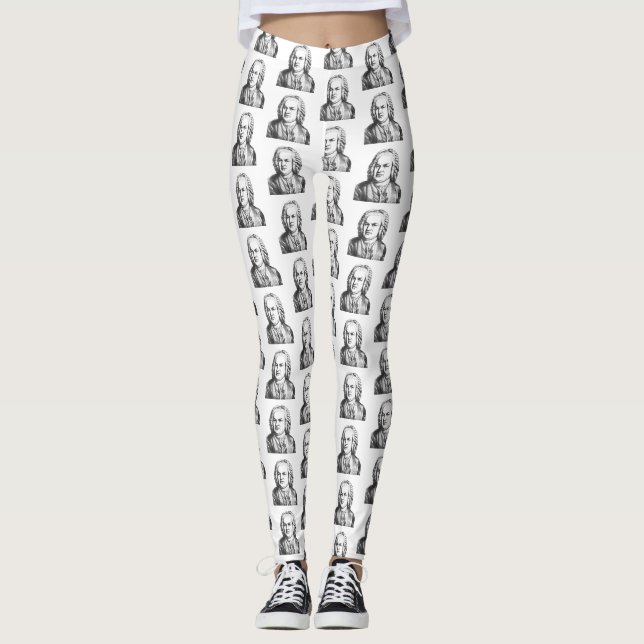 Återställ Bach Ansikte Classical Music Composer Leggings (Framsida)