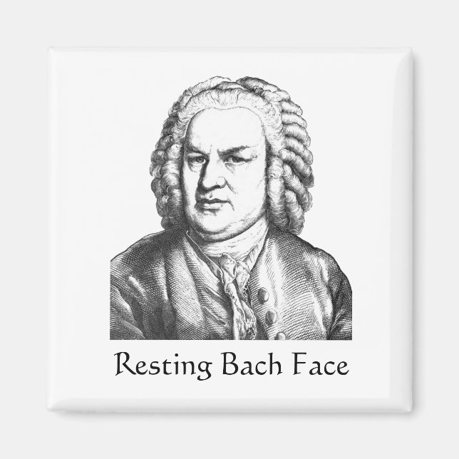 Återställ Bach Ansikte Classical Music Composer Magnet (Framsidan)
