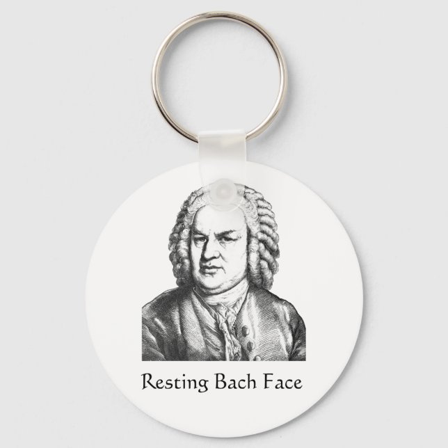 Återställ Bach Ansikte Classical Music Composer Nyckelring (Framsida)