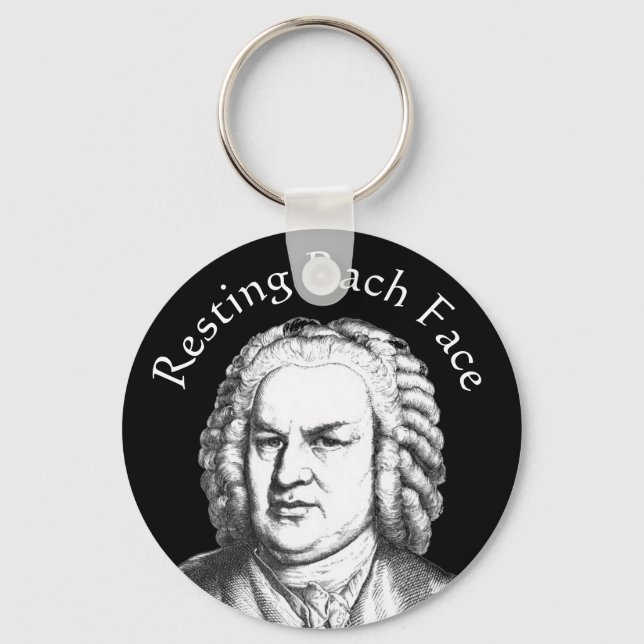 Återställ Bach Ansikte Classical Music Composer Nyckelring (Framsida)