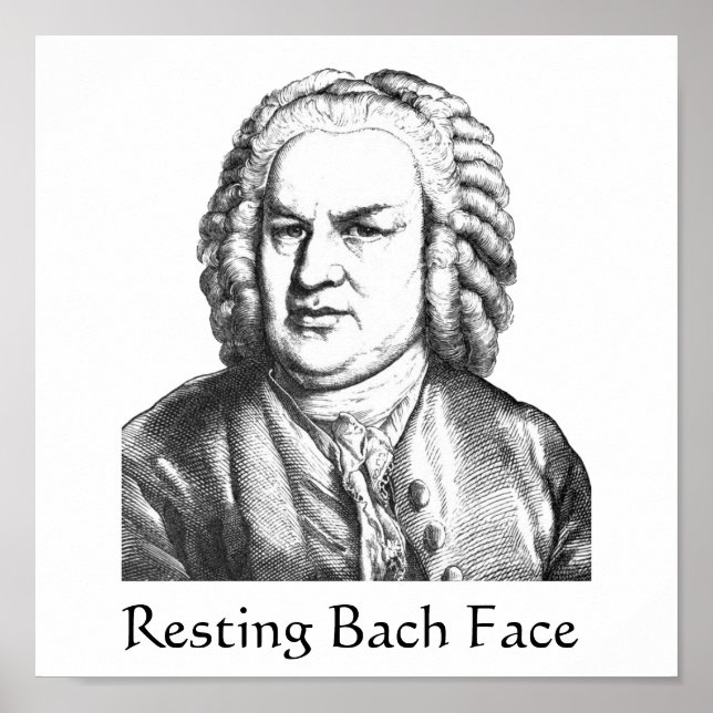 Återställ Bach Ansikte Classical Music Composer Poster (Framsidan)