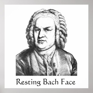 Återställ Bach Ansikte Classical Music Composer Poster