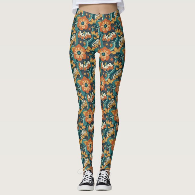 Återställ Blommönster Leggings (Framsida)