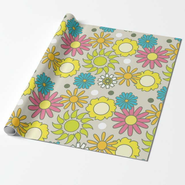 Återställ Blommönster Presentpapper (Utrullad)