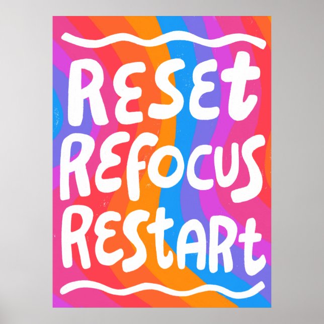 ÅTERSTÄLL FOCUS RESTART Colorful Roligt Bubble Bre Poster (Framsidan)